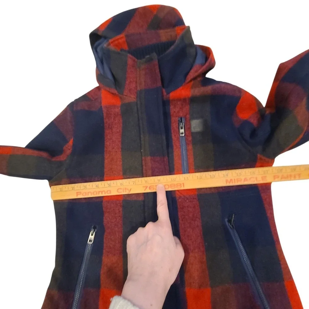 Harley-Davidson Women's Medium Wool Plaid‎ Hooded Jacket Red Double Zip